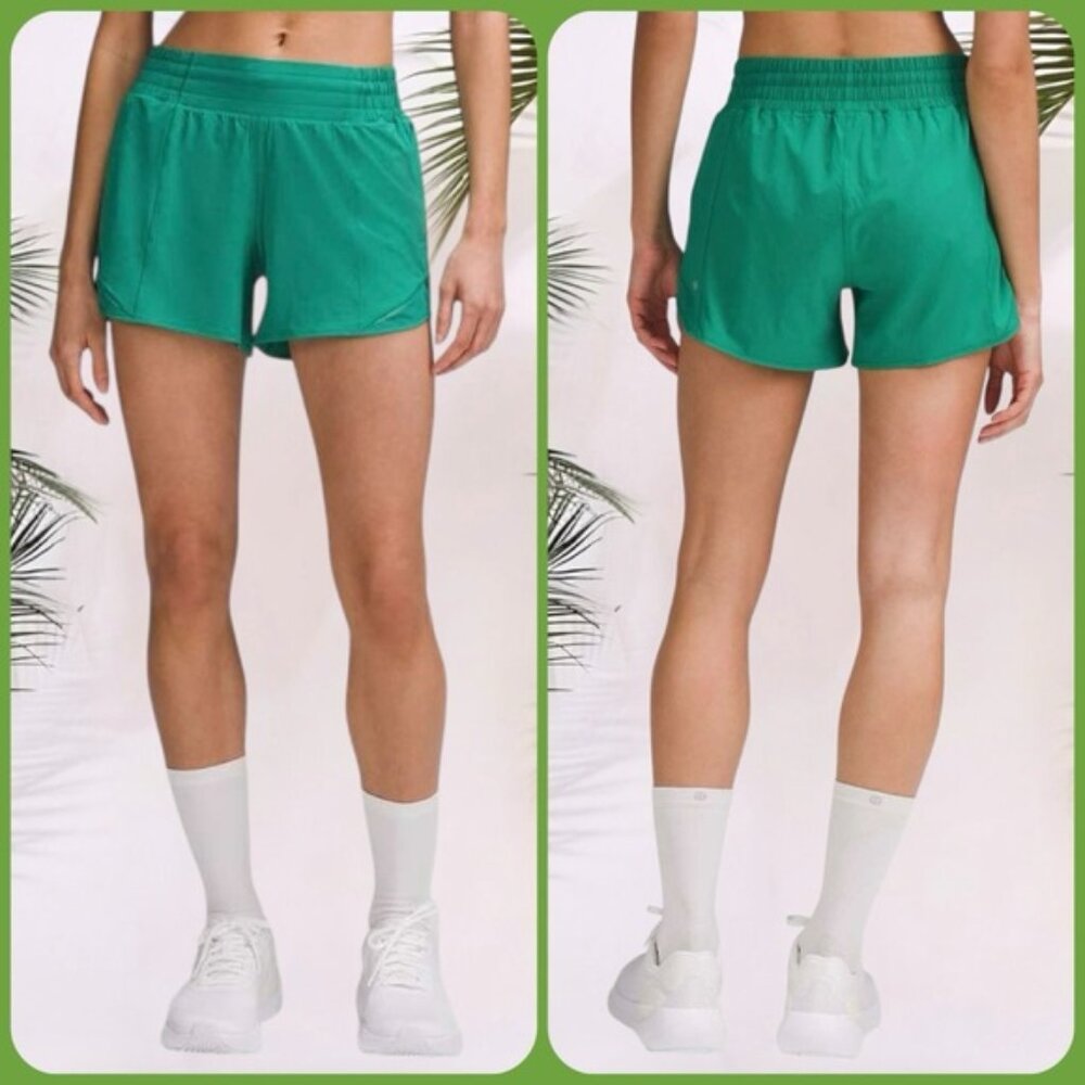 Like New! Lululemon 2024 Hotty Hot  Short 4" Sz. 6 - Green *High-Rise Lined